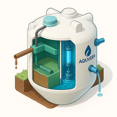 نمای کلی واحد فشرده تصفیه فاضلاب AQUVERA CSTP